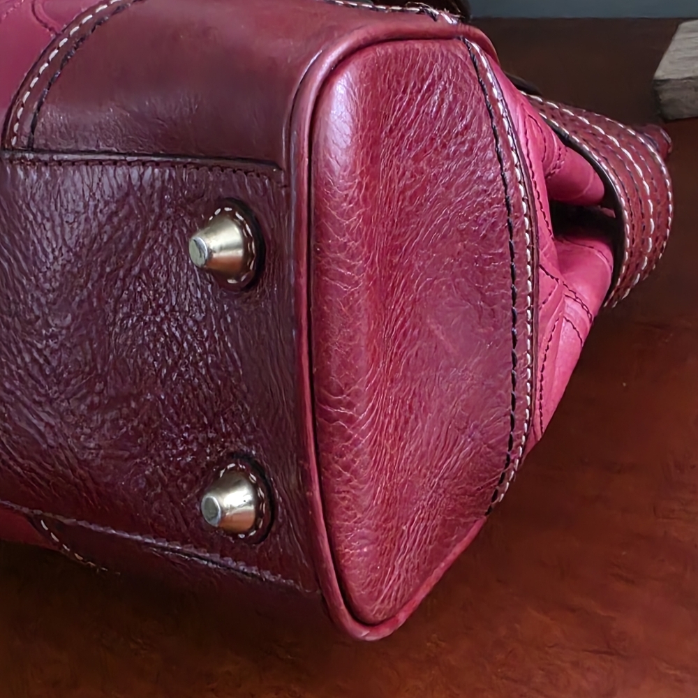 Coach 10226 Hamptons Clip Signature Embossed Red Leather Satchel Y2K Vintage - Picture 11 of 16